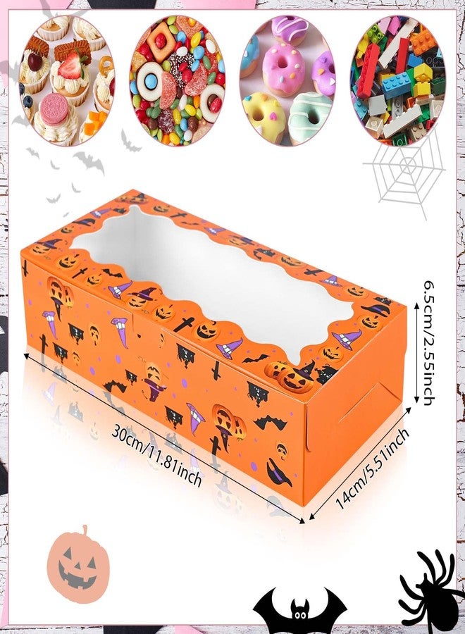 Bolsome 16Pcs Halloween Treat Boxes Halloween Cookie Boxes with Window Ghost Boo Pumpkin Skull Black Cat Pattern Bakery Boxes for Cupcake Candies Donuts for Trick or Treat Party Supplies - Image 2